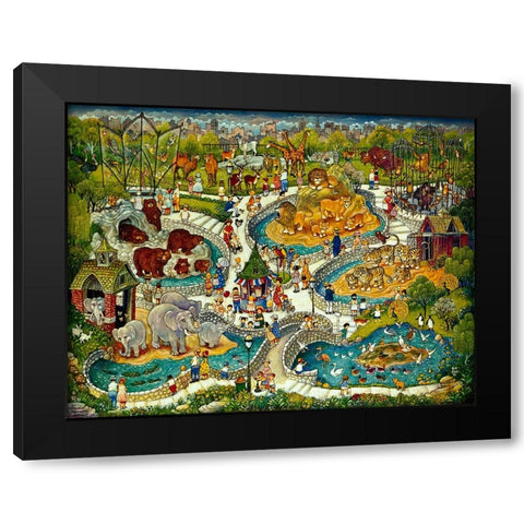 At The Zoo Black Modern Wood Framed Art Print with Double Matting by Bell, Bill