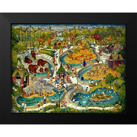 At The Zoo Black Modern Wood Framed Art Print by Bell, Bill
