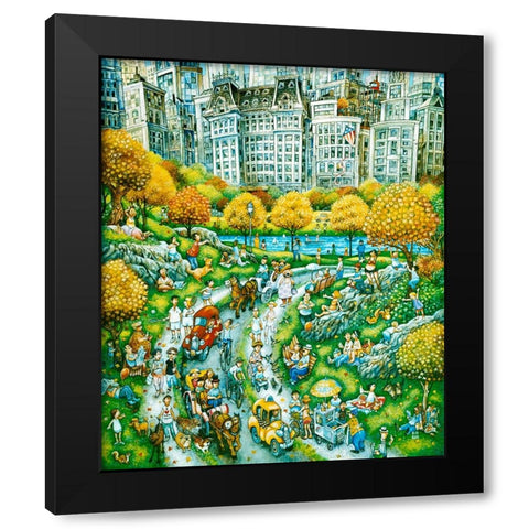Central Park Sunday Black Modern Wood Framed Art Print with Double Matting by Bell, Bill