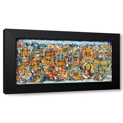 Street Scene  Black Modern Wood Framed Art Print with Double Matting by Bell, Bill