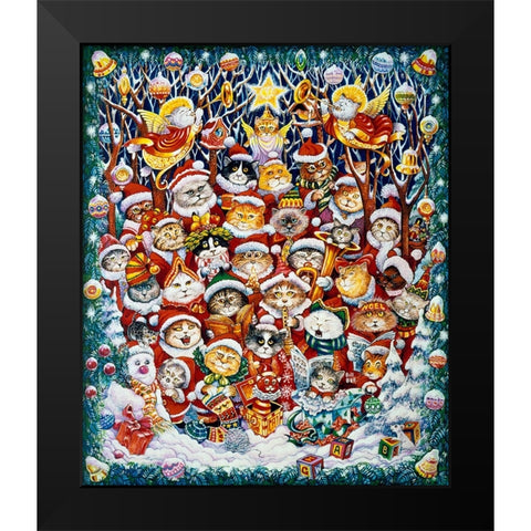 Santa Claws Black Modern Wood Framed Art Print by Bell, Bill