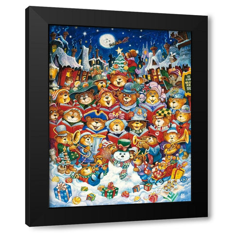 Teddy Bear Christmas Black Modern Wood Framed Art Print with Double Matting by Bell, Bill