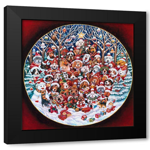 Santa Paws (Pc) Black Modern Wood Framed Art Print with Double Matting by Bell, Bill