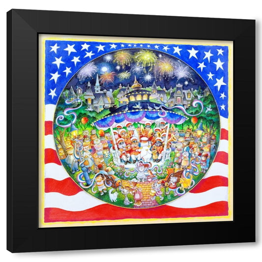 4Th Of July (Cat Pc) Black Modern Wood Framed Art Print by Bell, Bill