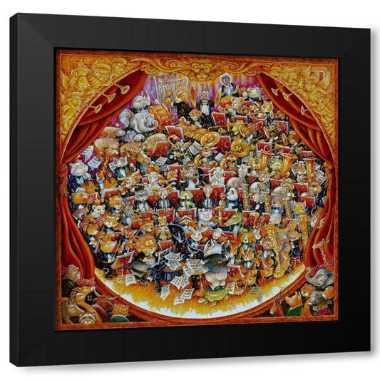 Animal Orchestra (Pc) Black Modern Wood Framed Art Print by Bell, Bill