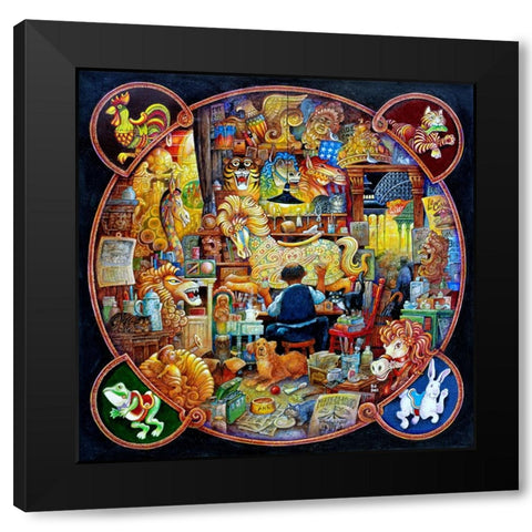 Carousel Man (Pc) Black Modern Wood Framed Art Print by Bell, Bill