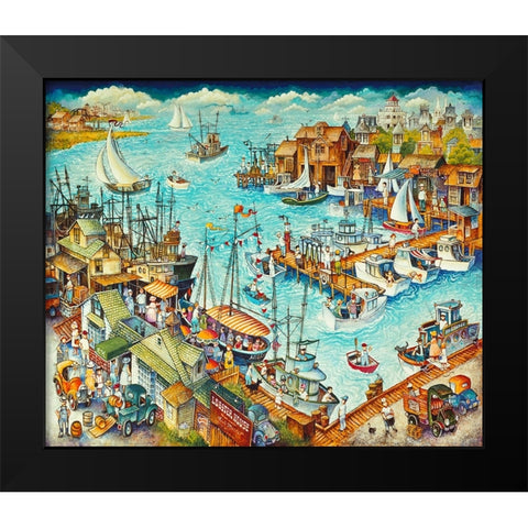 Marina / Cape May Black Modern Wood Framed Art Print by Bell, Bill