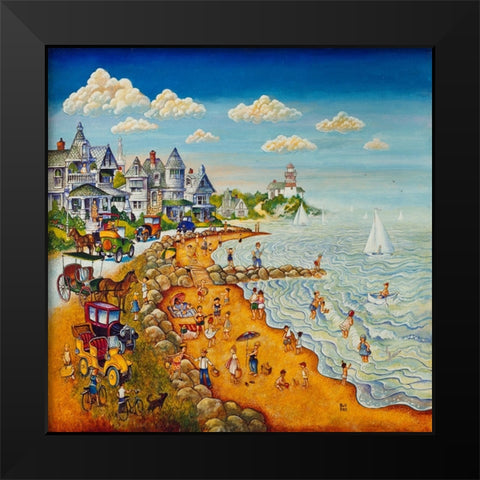 Cape May Beach Black Modern Wood Framed Art Print by Bell, Bill