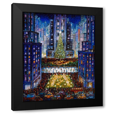 Rockefeller Center 2 Blue Black Modern Wood Framed Art Print by Bell, Bill