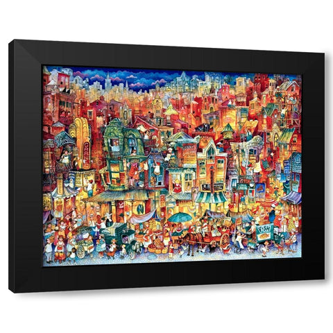 Market Day Black Modern Wood Framed Art Print by Bell, Bill