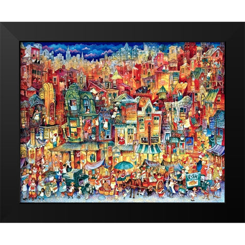 Market Day Black Modern Wood Framed Art Print by Bell, Bill