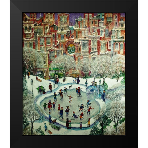 City Skaters Black Modern Wood Framed Art Print by Bell, Bill