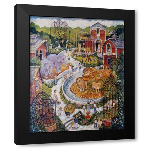 Vertical Zoo Black Modern Wood Framed Art Print by Bell, Bill