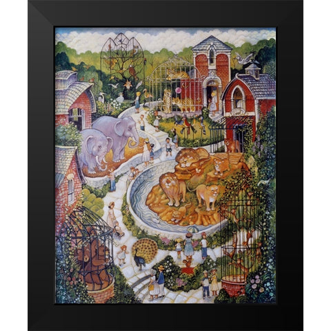 Vertical Zoo Black Modern Wood Framed Art Print by Bell, Bill