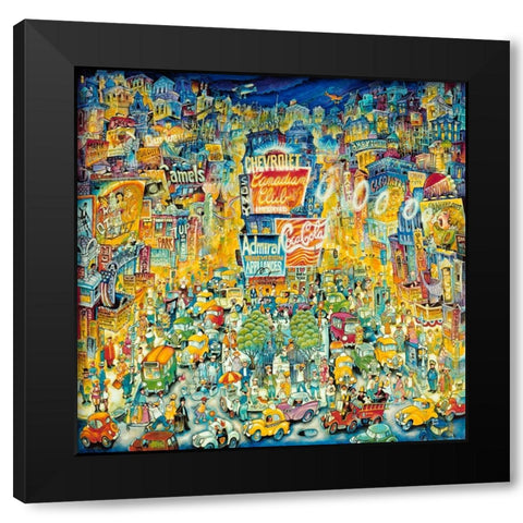 New York Times Square Black Modern Wood Framed Art Print by Bell, Bill