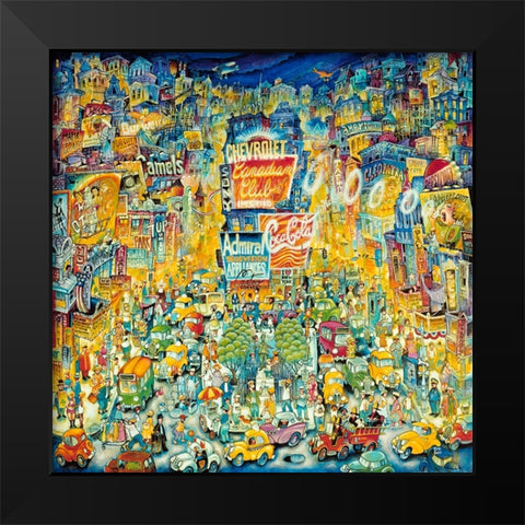 New York Times Square Black Modern Wood Framed Art Print by Bell, Bill