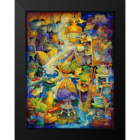 Kitchen Witch Black Modern Wood Framed Art Print by Bell, Bill