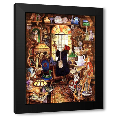 Antique Lady Dark Coat Black Modern Wood Framed Art Print with Double Matting by Bell, Bill