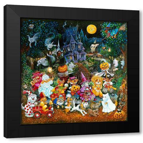 Howl-O-Ween Dogs 2 Black Modern Wood Framed Art Print by Bell, Bill