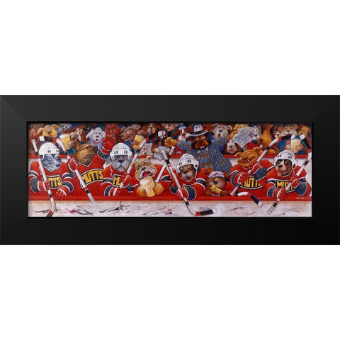 Hockey Mutts Black Modern Wood Framed Art Print by Bell, Bill