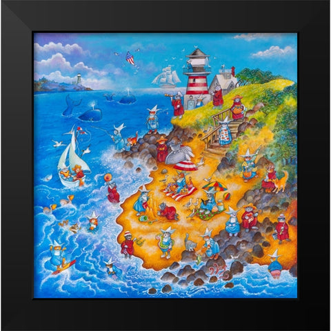 Holy Cats By The Sea Black Modern Wood Framed Art Print by Bell, Bill
