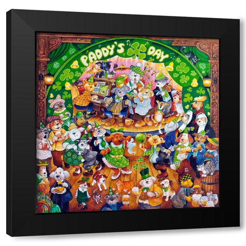 Paddys Day Black Modern Wood Framed Art Print by Bell, Bill