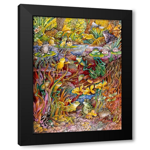Leap Frog Black Modern Wood Framed Art Print with Double Matting by Bell, Bill