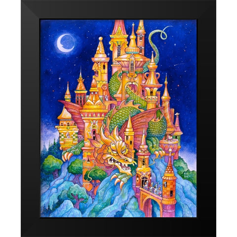 The Dragons Castle Black Modern Wood Framed Art Print by Bell, Bill