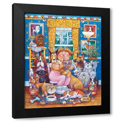 The Lady Who Loves Dogs Black Modern Wood Framed Art Print with Double Matting by Bell, Bill