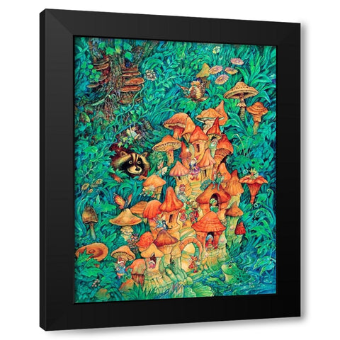 More Mushroom Fairies Black Modern Wood Framed Art Print with Double Matting by Bell, Bill