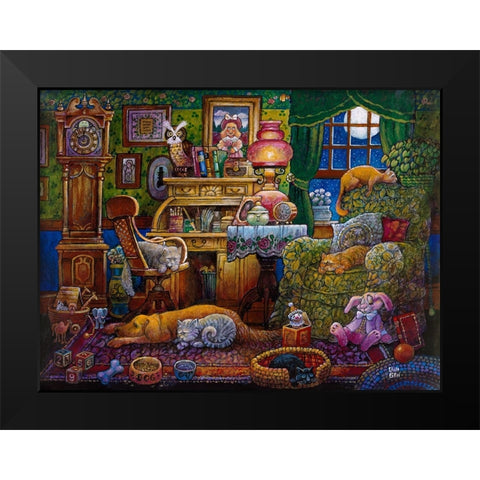 Bedtime Black Modern Wood Framed Art Print by Bell, Bill