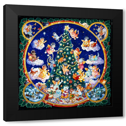 Angel Cats Black Modern Wood Framed Art Print by Bell, Bill