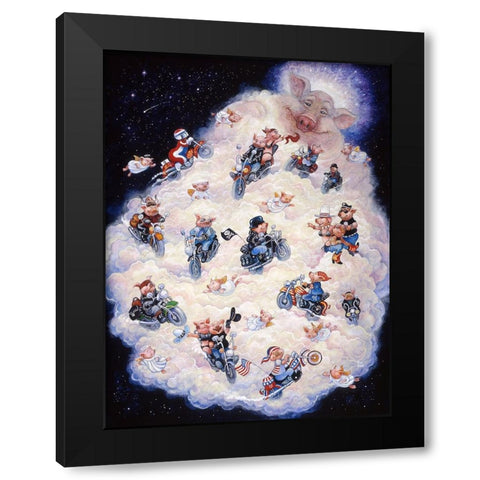 Hog Heaven Black Modern Wood Framed Art Print with Double Matting by Bell, Bill