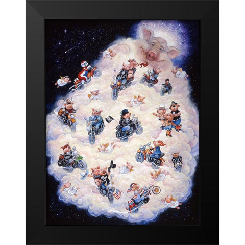 Hog Heaven Black Modern Wood Framed Art Print by Bell, Bill