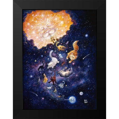 And God Created Cats Black Modern Wood Framed Art Print by Bell, Bill