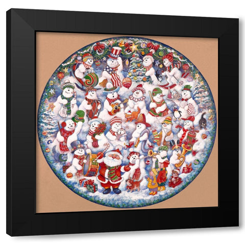 Santa And The Snowfolks (Pc) Black Modern Wood Framed Art Print by Bell, Bill