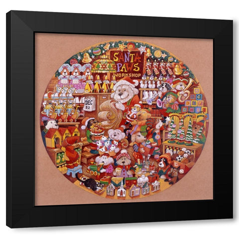 Santa Paws Workshop 2 (Pc) Black Modern Wood Framed Art Print with Double Matting by Bell, Bill