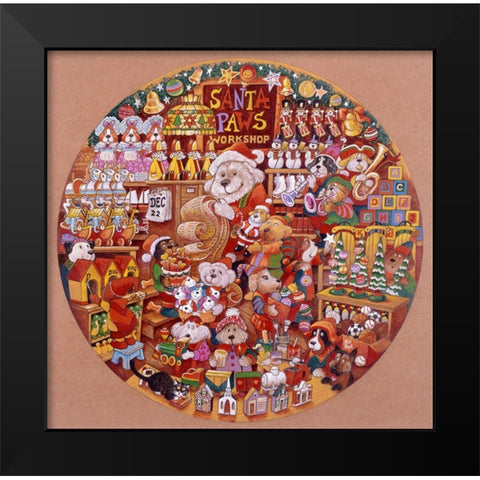 Santa Paws Workshop 2 (Pc) Black Modern Wood Framed Art Print by Bell, Bill