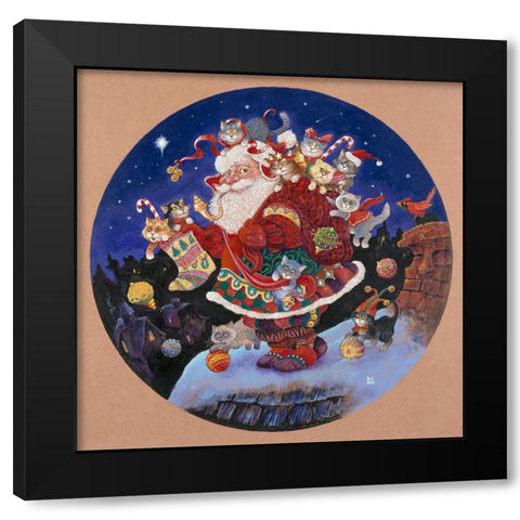 Here Comes Santa Claus (Pc) Black Modern Wood Framed Art Print by Bell, Bill