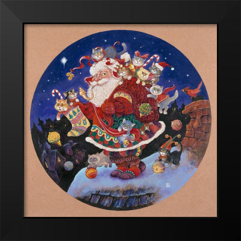 Here Comes Santa Claus (Pc) Black Modern Wood Framed Art Print by Bell, Bill