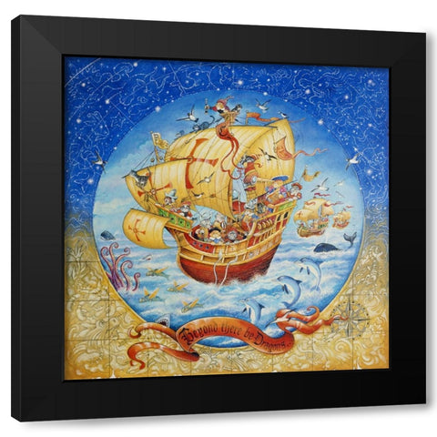 Cat Columbus (Pc) Black Modern Wood Framed Art Print by Bell, Bill