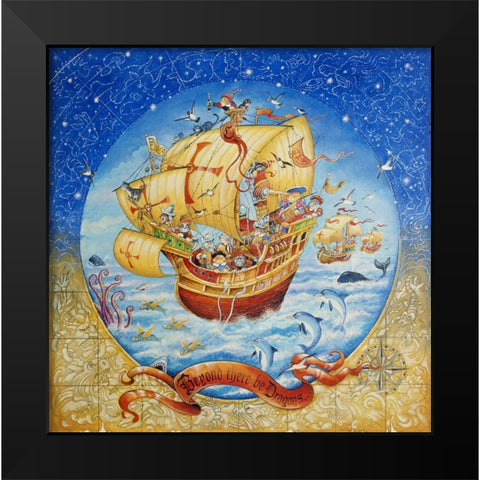 Cat Columbus (Pc) Black Modern Wood Framed Art Print by Bell, Bill