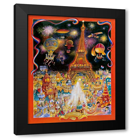 Les Chats Black Modern Wood Framed Art Print by Bell, Bill