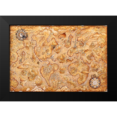 Cat History Black Modern Wood Framed Art Print by Bell, Bill