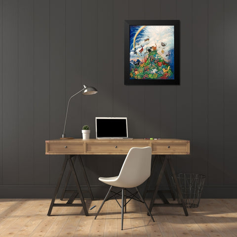 Heavenly Cats Black Modern Wood Framed Art Print by Bell, Bill