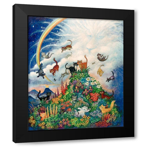 Heavenly Cats Black Modern Wood Framed Art Print by Bell, Bill