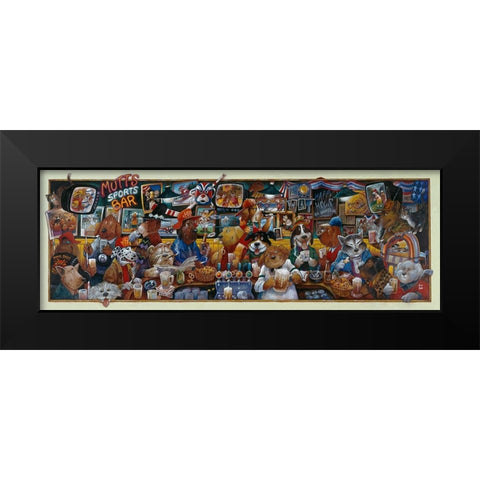 Mo Mutts Sports Bar Black Modern Wood Framed Art Print by Bell, Bill