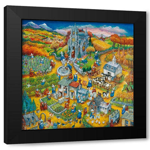 Holy Cats Bringin In The Sheaves Black Modern Wood Framed Art Print by Bell, Bill