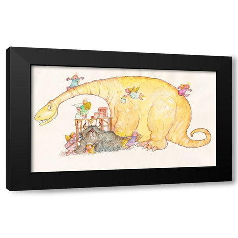 Dinosaur Black Modern Wood Framed Art Print with Double Matting by Bell, Bill