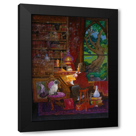 Taking Notes Black Modern Wood Framed Art Print with Double Matting by Bell, Bill